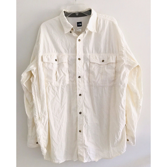 North Face | Lightweight Trail Jacket Top Button Down Mens XL Beige Long Sleeves - Picture 2 of 9